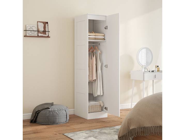 HOMCOM Armoire Multifonction 180cm Blanc avec Tringle et Étagère