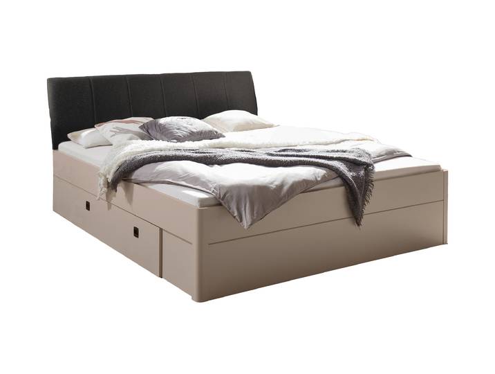 Doppelbett 180 x 200 cm - Beige-Kaschmir - Bettschubkästen - CARANO