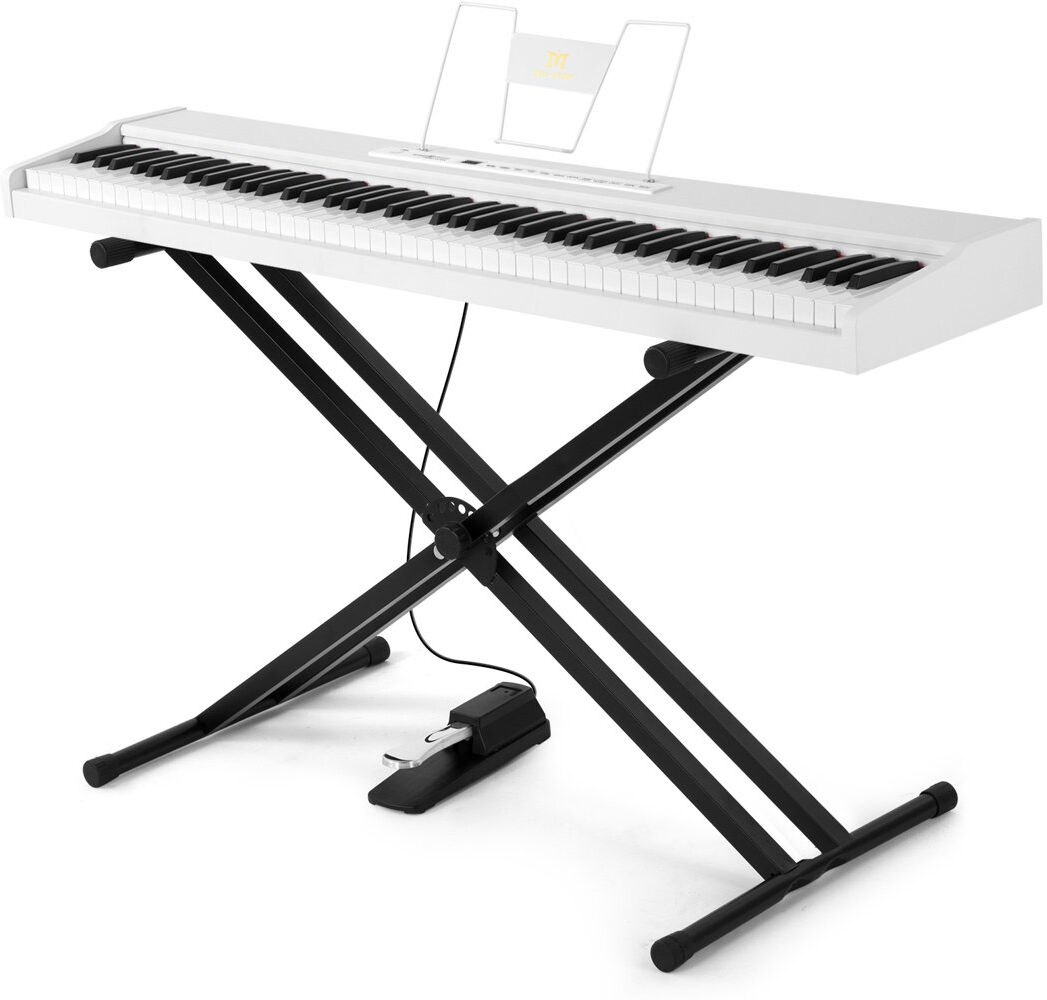 Mustard Fashion Wood 88 Key Portable Electric Piano With Stand White 8.1cm H X 124.5cm W X 27.9cm D