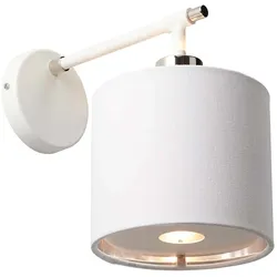 Wandlampe Leuchte Stahl Weiß Nickel H 23,7 cm Flurleuchte 1 Flammig Retro-Stil