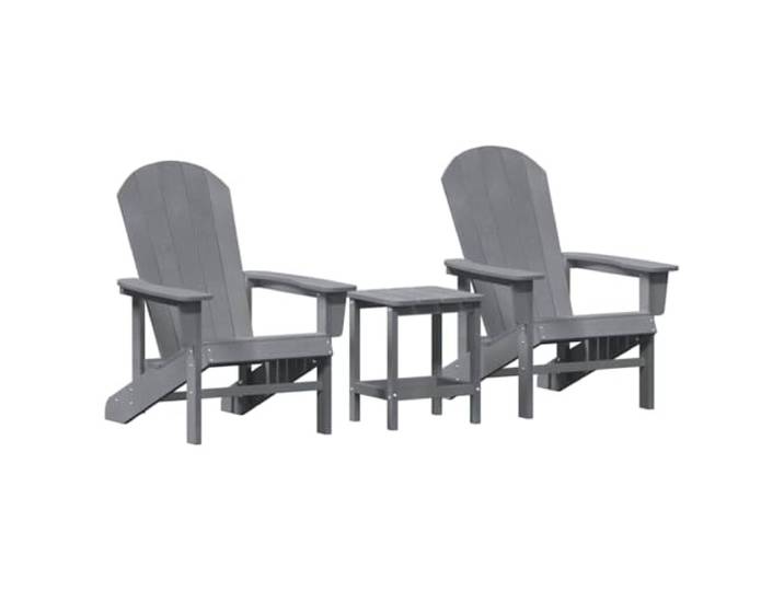Coespram Gartenmöbel Set 3-teilig Hellgrau 2 Gartenstühle 1 Beistelltisch Robuste Polyethylen-Sitzgruppe in Hellgrau für Balkon, Terrasse und Veranda mit hoher Belastbarkeit bis 295 kg.