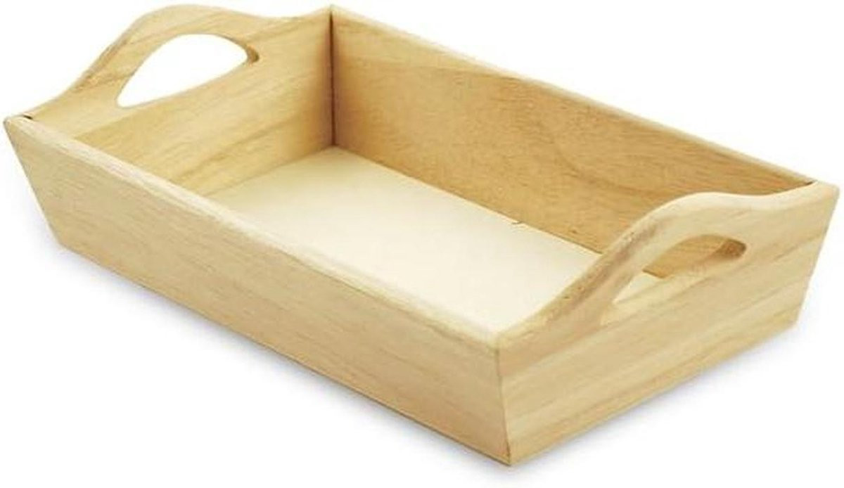 Houten dienblad Serveerschaal met handgrepen Houtkleur
