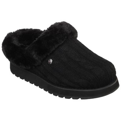 Pantoffel SKECHERS "KEEPSAKES - ICE ANGEL", Damen, Gr. 38, schwarz, Textil, Schuhe, Hausschuh in Strick-Optik