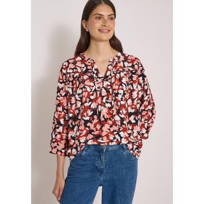 Shirtbluse CECIL, Damen, Gr. 3XL, bunt (russet rot), Stoff, 100% Viskose, gemustert, klassisch normal, Rundhals, Bündchen, Blusen, mit allover Print