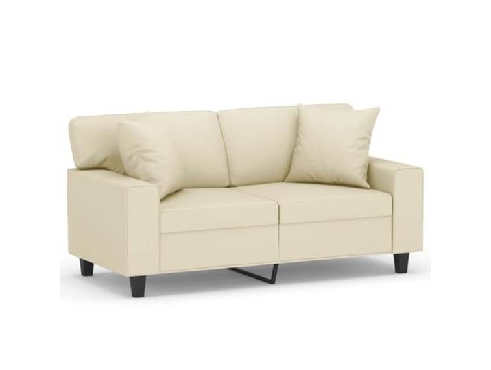 GHVBNMF 2-Sitzer Sofa Kunstleder Polstersofa mit 2 Kissen Creme 154cm Bequeme Couch für Wohnzimmer & Schlafzimmer: Pflegeleichtes Kunstleder, stabiles Metallgestell und dicke Polsterung.