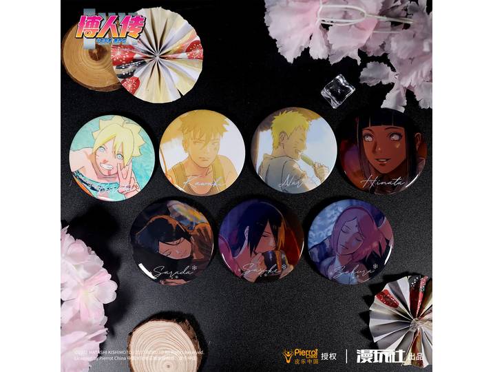 Boruto NARUTO NEXT GENERATIONS Minato Kushina Sarada Kawaki Badge de la série familiale sous autorisation officielle chinoise 7 pièces/ensemble