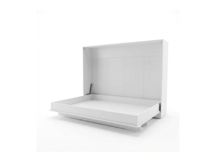 Lit escamotable horizontal + matelas mélamine blanc 135x200cm
