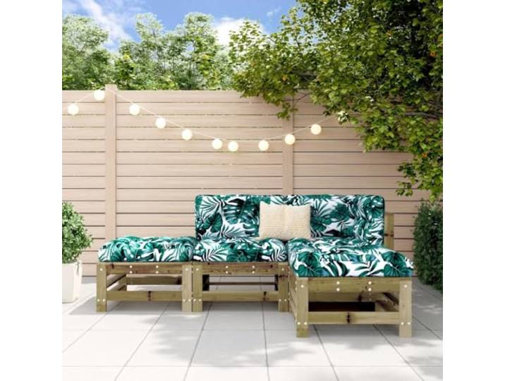 WDGJJFECNMUEHI Bois de pin imprégné Design à Lattes 4 pièces Brun 33.76 Salon de jardin 4 pcs bois de pin imprégné exterieur angle central repose-pieds table basse modulable terrasse patio