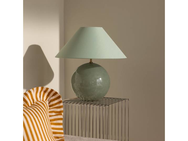 Iris 45 Tischleuchte grün Textil 45 cm - Globen Lighting - Wohnzimmer - Design - Stoff / Textil - Einflammig