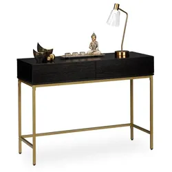 Relaxdays Konsolentisch Gold Schwarz Gold,Schwarz