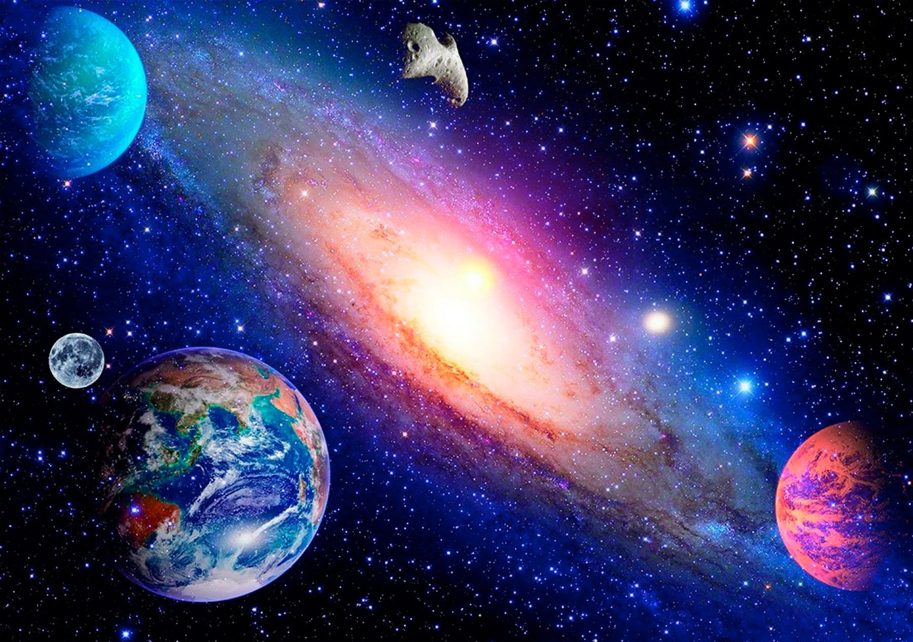 Fototapete PAPERMOON "Solar System", bunt, B:2m L:1,49m, Vlies, Tapeten, Fototapete bunt B/L: 2m x 1,49m, Bahnen: 4 Stk.