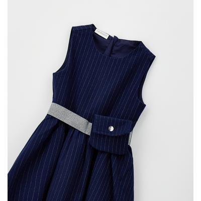 Sommerkleid SARABANDA "BABY GIRL LAY DRESS", Mädchen, Gr. 116, EURO-Größen, navy, 65% Polyester, 33% Viskose, 2% Elastan – Polyester-Elastan-Metall – Polyester-Viskose-Elastan-Metall, Kleider Sommerkleid