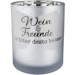 Windlicht Weinfest silber 8cm Punkte