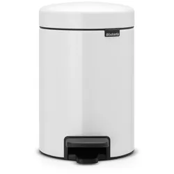 Brabantia Klassischer Tretmülleimer mit Soft-Verschluss | 3 Liter, HxBxT 26,4x16,8x23,5cm | Metall | Weiß