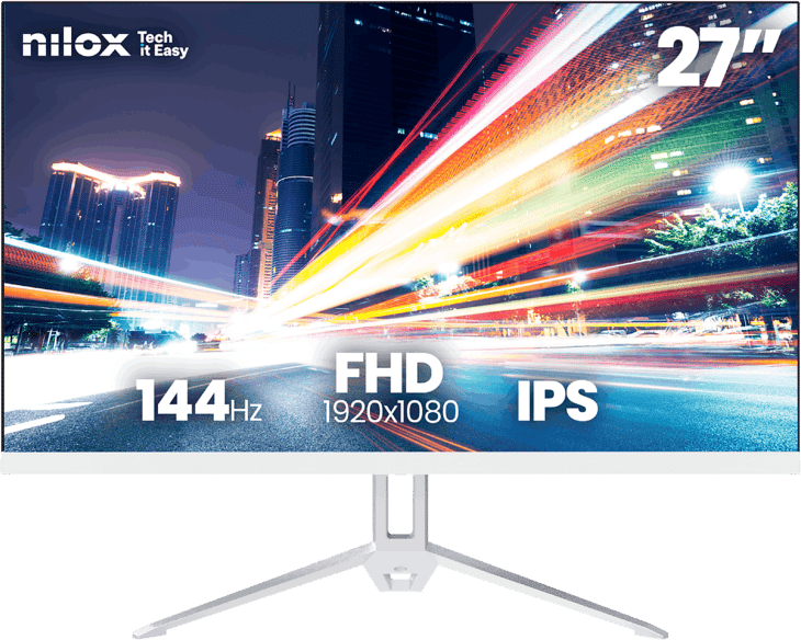 Monitor - Nilox NXM27FHD14411W, 27" Full-HD, 144 Hz, 5 ms, IPS , VESA 75 x 75mm, Blanco