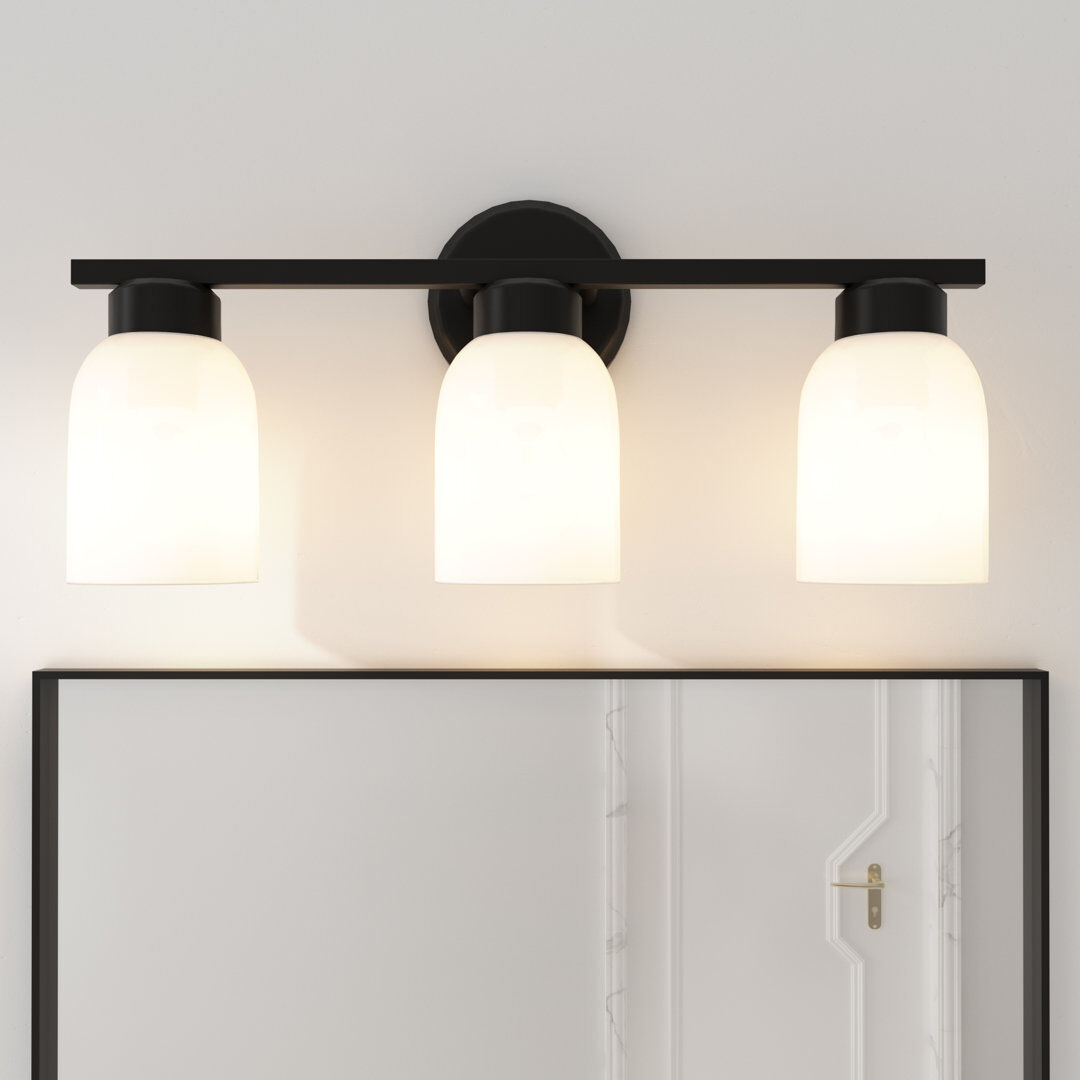 Latitude Run Leblanc 3-Light Bathroom Wall Light Matte Black 23.4cm H X 50.2cm W X 14.6cm D