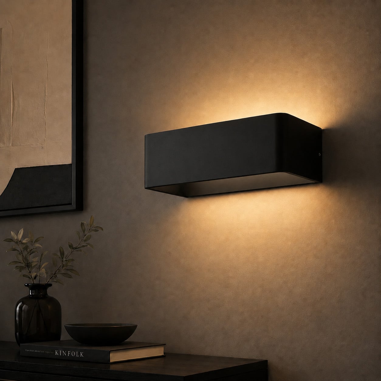 Artdelight Wandlamp Mainz LED zwart aluminium B: 20 cm, D: 7 cm, H: 2 cm