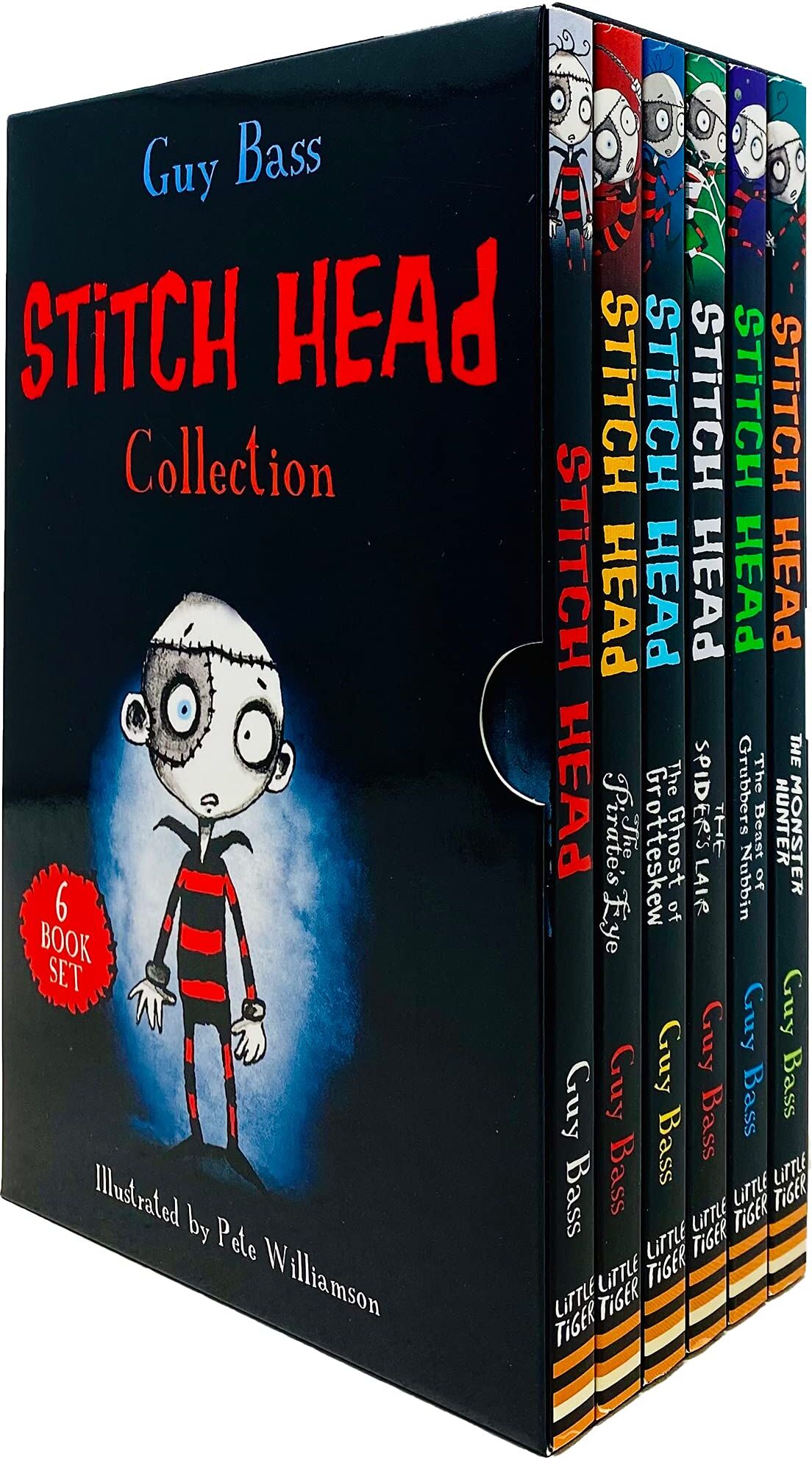 Little Tiger Stitch Head Series Books 1-6 Collection Set by Guy Bass - Paperback - Ages 7-11 - Gothic Funny Monster Adventure Chapter Books