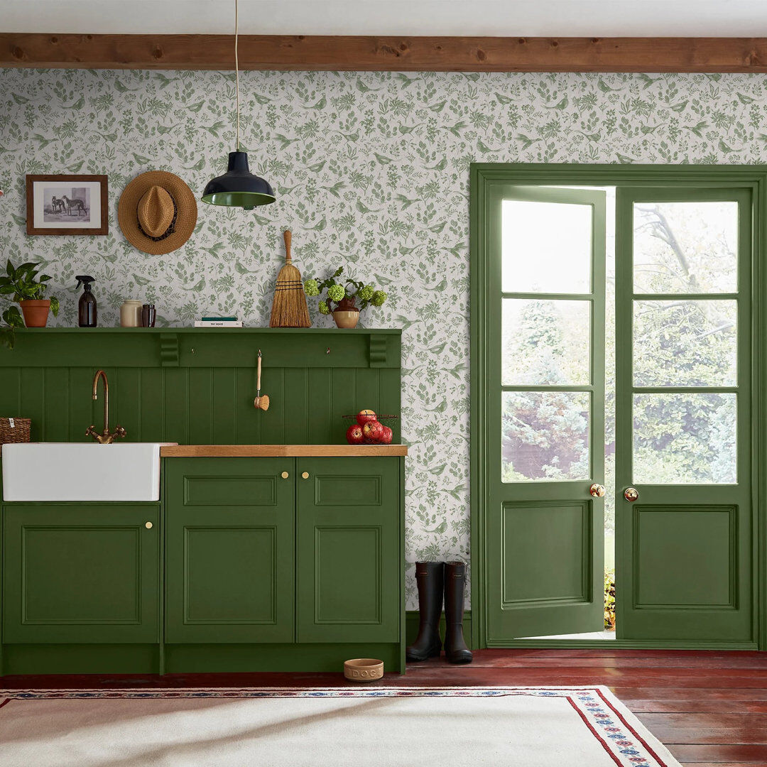 Joules Pheasant Print Linen/Green Animal 10m x 52cm Matte Wallpaper Roll Green 1,000cm L