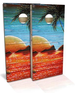 Skip's Garage Ocean Sun Outdoor Cornhole Board Set