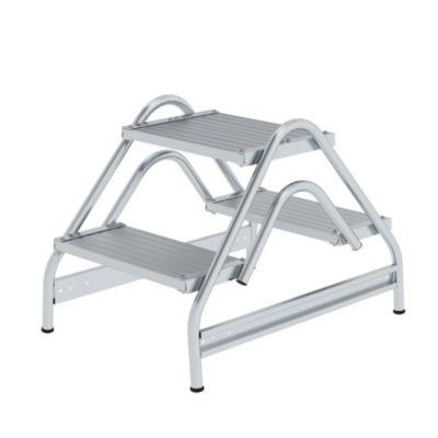 Munk Arbeitspodest, 2 x 2 Stufen Aluminium, stabile Rohrkonstruktion, 400 × 300 mm Trittfläche, 200 mm Stufen, rutschfest, 150 kg