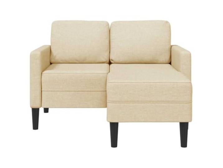 KTHLBRH Sofa 2-Sitzer L-förmig mit Chaise Longue Creme 125 cm Weiches Polyester, Struktur aus Massivholz, dicker Schaumstoff, platzsparendes Design für Wohnzimmer