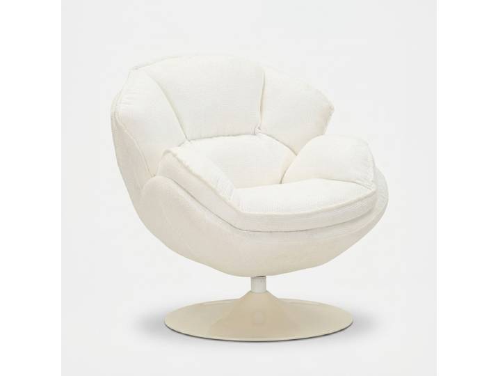 Fauteuil Pivotant Blanc Style Rétro Cm 85x80x81
