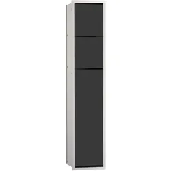 emco asis module 150 WC-Modul-Unterputzmodell, Toilettenpapierhalter, Feuchtpapierbox, Toilettenbürstengarnitur, 975027550, Farbe: aluminium/schwarz