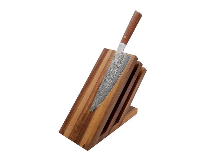 ZAYIKO Magnet-Messerblock Italienischer Design-Messerhalter in Fächer-Form - Nussbaumholz massiv (1tlg), Massives Nussbaumholz