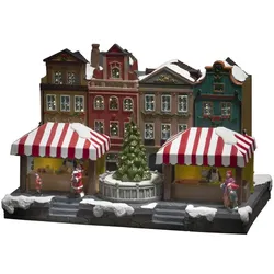 Konstsmide Weihnachtsbeleuchtung  LED Fiberoptikhaus Stadtszene Trafo/Batterie