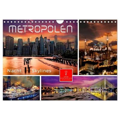 Metropolen - Nacht Skylines (Wandkalender 2027 DIN A4 quer), CALVENDO Monatskalender