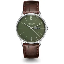 STERNGLAS - BERLIN - olivegrün - silber - heritage lederarmband braun / 38MM