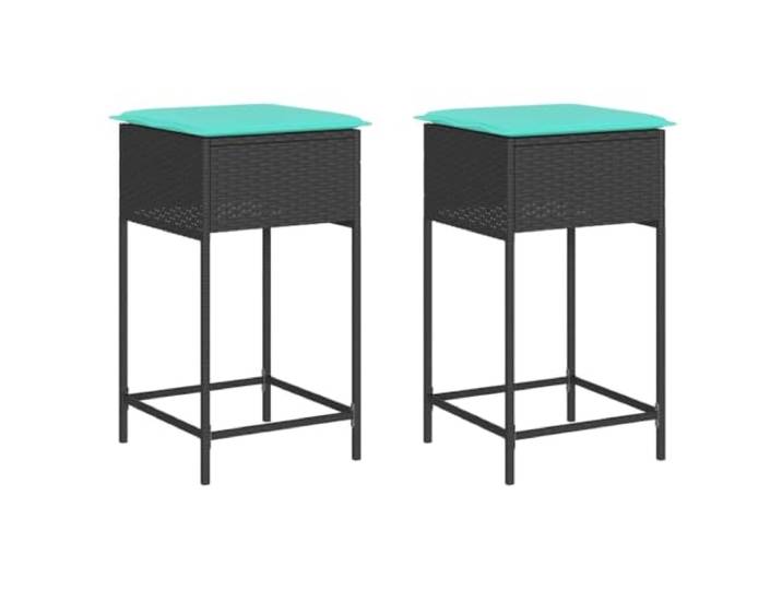 FDSAQOPT Garten-Barhocker mit Kissen 2 STK. Schwarz Poly Rattan PE-Rattan,Stahlrahmen,abnehmbare Bezüge,waschbar,wasserdichte Abdeckung empfohlen,Balkon,Terrasse