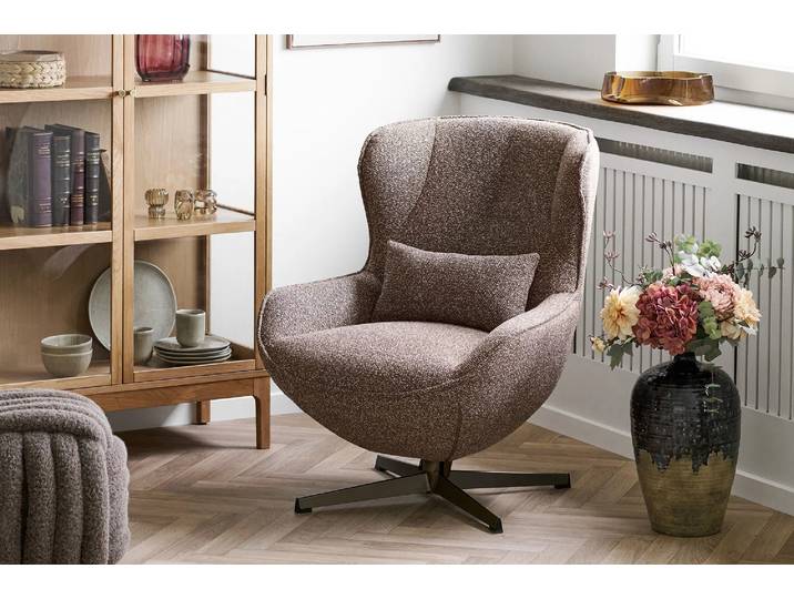 Lounge Sessel Ylvora - Braun mit Rollen - Braun - Luxusbetten24