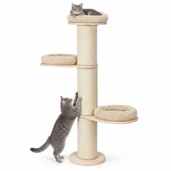Relaxdays Kratzbaum 3 Liegeflächen Beige,Hellbraun