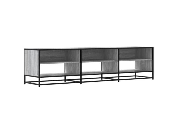 Kaorsrow TV-Schrank Grau Sonoma 180x40x46 cm Lowboard Holzwerkstoff Industrielles TV-Möbel mit 6 offenen Fächern für Wohnzimmer und Schlafzimmer. Stabile Metallbeine mit 70 kg Tragelast.
