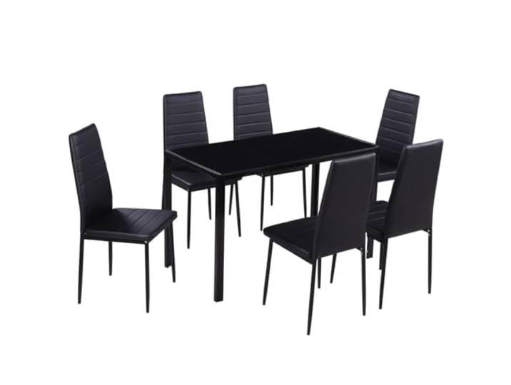 vidaXL 7tlg. Esstisch Sitzgruppe Essgruppe Esszimmer Esstischset Stühle Schwarz