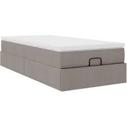 vidaXL Ottoman-Bett mit Matratze Taupe 90x190 cm Stoff
