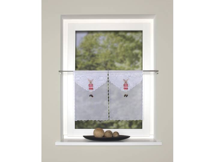 Vorhang HOME WOHNIDEEN ELG Gr. 1, rot (rot, weiß), B:30cm H:45cm, Voile, Polyester, Gardinen, Vorhang, Fensterbilder Voile