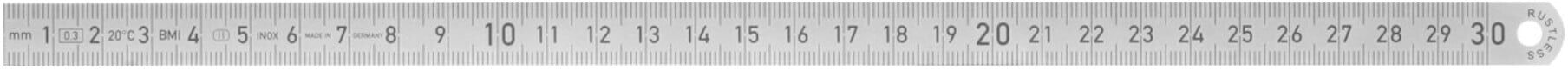 HOLEX Stahlmaßstab biegsam schmal rostfrei mattiert mit einseitiger Teilung 1000 mm (461796 1000)