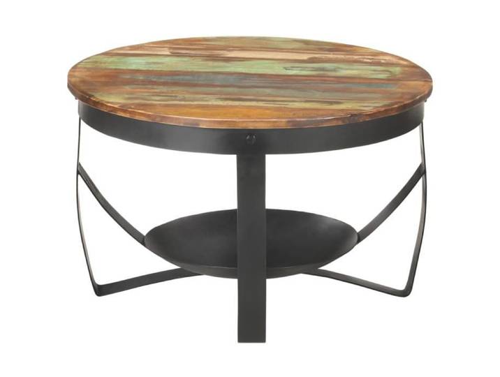 Table basse en bois de récupération massif - Marron - Salon - Rond - Aspect bois