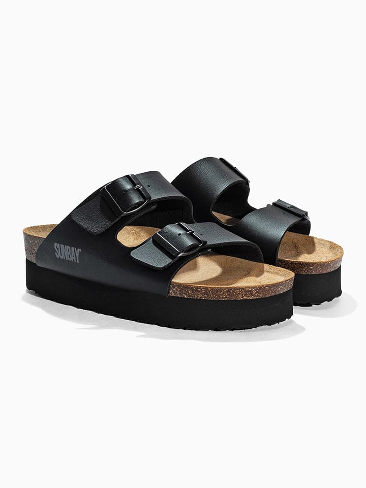 Sunbay Pantoletten "Edelweiß" in Schwarz - 37