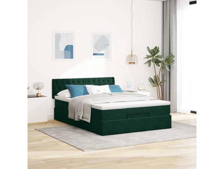 KTHLBRH Boxspringbett mit Matratze 140 x 190 cm Samt grün Hydraulisches Heben, Taschenfedern, Matratzenbezug inklusive, Lattenrost