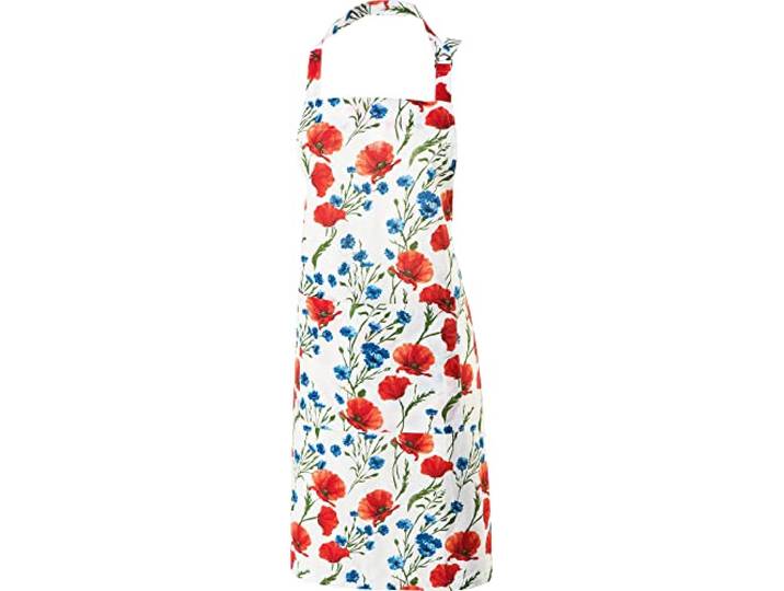 REDBEST Schürze, Kochschürze Mohnblume 100% Baumwolle Größe Mohnblume Größe 75x90 cm - verstellbare Halsschlaufe, große aufgesetzte Tasche, robustes, glattes Gewebe