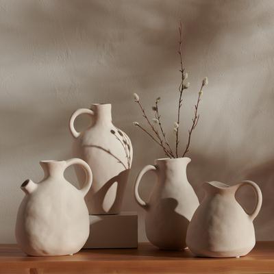 "SAFAVIEH Misa 10-Inch Ceramic Decorative Vase Set of 4, Beige - 8"" W x 6"" D x 10"" H"