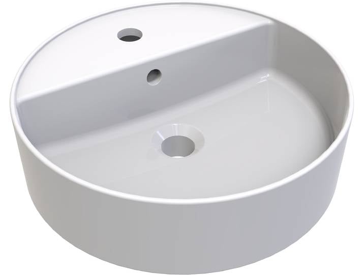 Aufsatzwaschbecken WELLTIME RONDO , weiss (nano weiß), H:14,5cm Ø:42cm, Keramik, Waschtische, Aufsatzwaschbecken, NANO Glasur