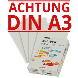 Papyrus Kopierpapier Rainbow 88042786, A3, 80g/qm, hellgrau, 500 Blatt