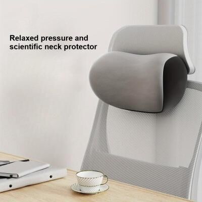 Uplifted Trends Ergonomic Neck Support Pillow For Chair Gaming Chair Headrest Cushion For Cervical Relief grey And Black