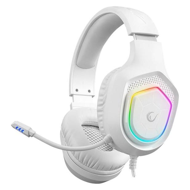 Rampage Fejhallgató - RM-K90 VECTOR (mikrofon, USB, 3,5 Jack, hangerőszabályzó, nagy-párnás, fehér) (Kabelgebunden) (PERRAMRM-K90W)