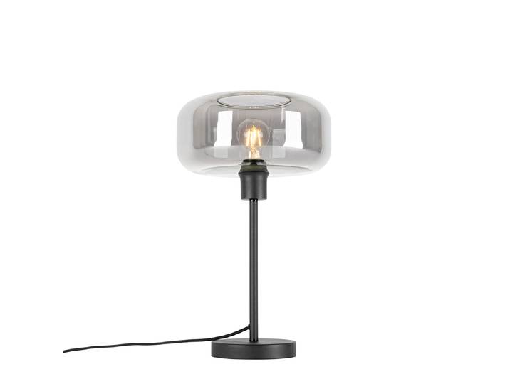 Lampe de table Art déco noire avec verre fumé - Bizle